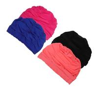 JECOMPRIS 4 Pièces Bonnet de Bain Femme Cheveux Longs en Chinlon Flexible et Confortable, Style Mode, Grosse Taille, Adapté Piscine et Natation, Différentes Couleurs Disponibles