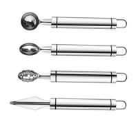 JECOMPRIS 4 pièces Set de Outils de Sculpture Fruits Acier Inoxydable Couteaux de Découpe et Cuillères Ballerine Ergonomiques pour Melon Pastèque et Cantaloup Accessoires pour Décoration et