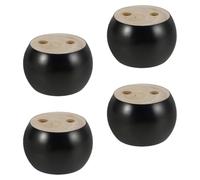 JECOMPRIS 4 Pieds de Meubles Ronds en Bois Massif Pieds de Support de Boule Noirs 5x8 Cm pour Canapé Armoire Table Basse et Stables pour Meubles de Salon