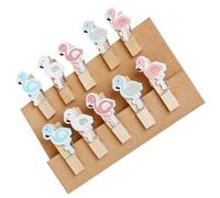 JECOMPRIS 50 Pièces Clips Photo Flamant Rose, Lot de Cinq Pinces en Bois | Mémo Clip, Note Clamp, Décor Bannière et Présentation Photo Couleur Aléatoire