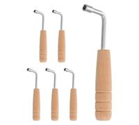 JECOMPRIS 6 Pièces accordage pour Harpe et Petits Instruments à Cordes, en Bois et Acier, Réglage Précis Style Unique, Outil L-shape Quatre Coins pour Musiciens Débutants
