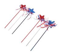 JECOMPRIS 6 Pièces Décor Étoile Patriotique Baguettes Décoratives Rouges Blanches et avec Nœud pour Célébrations Jour de Indépendance Accessoire pour et Arrangements Floraux