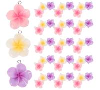 JECOMPRIS 60 Breloques Fleur 3d en Résine Colorée Petite Taille, Pendentifs Plumeria Tropicale 5 Pétales Blanc Pourpre Rose Pâle, Breloques Soi-même pour Bracelets Bijoux D’été Plage