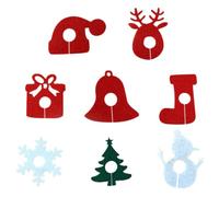 JECOMPRIS 8 Pièces Anneau de Verre à Vin de Noël en Tissu Non Tissé | Motifs Festifs, Aide à Distinguer les Boissons, pour Verres à Vin et Coupes Cosmopolites