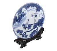 JECOMPRIS Assiette Décorative Ronde en Céramique et Bois avec Support, Facile à Nettoyer, Effet Décoratif Unique Photographie ou Présent Original