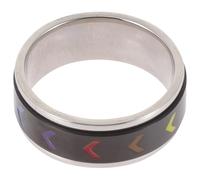 JECOMPRIS Bague Acier Inoxydable Rotative Arc-en-ciel pour Femmes et Hommes, Anneau Lgbtq Couleur Noire Taille 9, Bijou de Fierté pour Soirée et Événement Pride