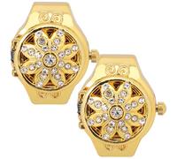 JECOMPRIS Bague Montre Numérique Femme 2pcs Or Doré Pierre Décorative, Montre à Bague Élasticité Confortable, Accessoire Mode pour Quotidien et Soirée