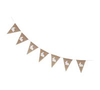 JECOMPRIS Bannière de Fanions en Toile de Jute à Thème Lapin de Pâques Guirlande Décorative Triangulaire Marron Clair pour Décoration de Fête de Printemps et Garden-Party 1 Pièce