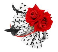 JECOMPRIS Barrette Cheveux Rouge Fausse Rose et Dentelle, Pince Décorative pour Mariée et Occasions Spéciales