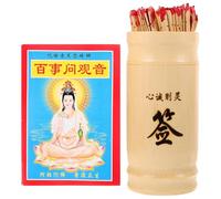 JECOMPRIS Bâtons de Fortune Bouddhistes en Bambou avec Seau de Rangement et Livre, Accessoire de Divination Chinois Vintage, Kit Complet pour Jeux de Divination Temple et Réunions
