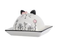 JECOMPRIS Beurrier en Céramique avec Couvercle Porte-Beurre Cuisine Décoratif de Chat Récipient à Beurre Pratique pour Conservation Fraîcheur sur Comptoir Accessoire de Rangement Ménager