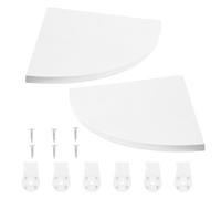 JECOMPRIS Blanc Étagère Murale d'angle en Bois 2 Pièces, Triangle | Bois Massif, Montage Mural sans Perçage, Surface Inclinée, pour Salles de Bain et Rangement D'épices