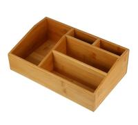 JECOMPRIS Boîte de Rangement Multifonctionnelle en Bambou 1 Compartiment pour Cosmétiques Bureau et Accessoires Petite Boîte de Tri de Table pour Maison et Salle de Bain Design Naturel