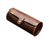 JECOMPRIS Boîte de Rangement pour Montres en Cuir Véritable, Étui Rond Chic Vintage Fermeture à Bouton Pression, Protège et Expose Vos Montres Élégance