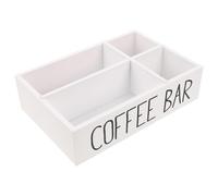 JECOMPRIS Boîte de Rangement pour Sachets de Thé et Café en Bois Blanc à 4 Compartiments Organisateur de Station Café Cuisine Bureau et Comptoir Dimensions 30 X 20 X 8 CM Réutilisable