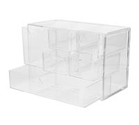 JECOMPRIS Boîte de Rangement Tiroir Transparent Grand Format Empilable pour Bureau, Organisateur Cosmétiques Multifonction Compartiments, Rangement Bijoux et Papeterie, pour Table et Salle