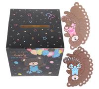 JECOMPRIS Boîte de Vote pour Révélation du Bébé, Kit Papier Noir pour Shower, Coffret Présents Interactif pour Fête Prénatale avec Urne et Cartes de Vote, Décoration Anniversaire Mixte