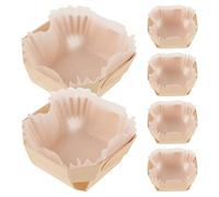 JECOMPRIS Boîtes Bois 6 Pcs avec Moules à Pâtisserie en Papier Blanc Jetables, Porte Multifonction pour Cuisson de Toasts, Gâteaux et Préparation Pâtisserie Maison