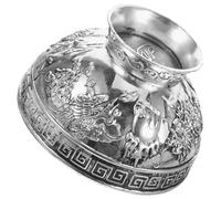 JECOMPRIS Bol Bouddhiste Tibétain Antique avec Motifs Dragon et Phoenix Bol Sacré pour Eau et Offrandes Décoration Zen pour Méditation et Rituel Religieux