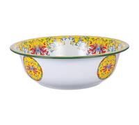 JECOMPRIS Bol en émail : Bol à mélanger vintage en émail de 35,6 cm, grand en à imprimé floral pour la cuisine, les salades de fruits, les pâtes, le pain, le stockage polyvalent des aliments