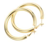 JECOMPRIS Boucles D’oreilles Créoles Épaisses 50mm Dorées, Grandes Boucles D’oreilles pour Femmes et Filles, Fermoir Sécurisé, Bijoux Élégants Adaptés aux Mariages, Fêtes et Usage Quotidien