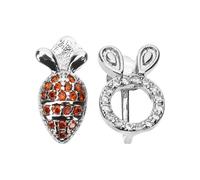 JECOMPRIS Boucles D’oreilles Goujon Asymétriques Lapin Carotte pour Femmes, 1 Paire, Acier Inoxydable Résistant la Corrosion, Décor Cristal, Bijoux Stylés pour Filles et Adolescentes,