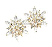JECOMPRIS Boucles D'oreilles Flocons de Neige Pleines de Cristaux, 1 Paire Clous D'oreilles Géométriques Décoratives pour Femmes, Bijoux de Noël Étincelants Accessoire D'oreille Hiver,
