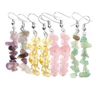 JECOMPRIS Boucles d'Oreilles Perlées en Pierres Précieuses Naturelles, Lot de 4 Paires Multicolores pour Femmes, Légères et Artisanales, Adaptées aux Vacances et Fêtes