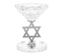 JECOMPRIS Bougeoir de Hanoukka en Cristal et Métal Argenté, Étoile de David Décorative, Facile à Nettoyer, Support Polyvalent pour Bougies, pour Célébrations Religieuses