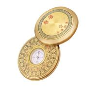 JECOMPRIS Boussole Chinoise Ronde en Alliage Multifonction Couvercle, Boussole Vintage Feng Shui Portable pour Randonnée et Camping, Accessoire de Navigation Décoratif