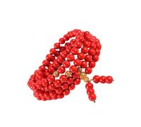 JECOMPRIS Bracelet de Perles Rondes en Zinnober Rouge 108 Perles Style Bouddhisme Chic pour Femmes et Hommes Occasions Officielles ou Décontractées