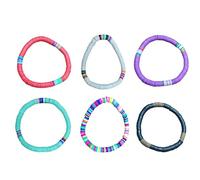 JECOMPRIS Bracelet en Pâte Polymère Bleu, Corde à Main Élastique Bohème pour Couple, Bracelet Doux Coloré pour Usage Quotidien et Plage, Accessoire Léger et Étanche, 1 Pièce
