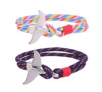JECOMPRIS Bracelet Queue de Baleine 2 Pièces en Paracorde Tressée, Chaîne de Corde de Survie Fermoir Métal, Style Nautique Unisexe, Présent pour Homme et Femme, Usage Quotidien et Casual