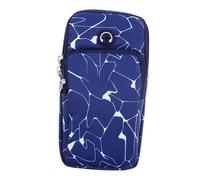 JECOMPRIS Brassard Design à Double Poche et Bande Élastique Ajustable en Tissu Oxford Bleu pour pour Téléphone Étanche pour Sport et Course à Pied