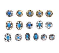 JECOMPRIS Breloques pour Ongles Rétro en Acrylique, 2 Ensembles de 16 Pièces Mixte, Ornements de Manucure Coloris Turquoise Fissuré, Petits Charms pour Nail Art Décorations Plusieurs styles