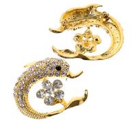 JECOMPRIS Broche Dauphin Strassée en Alliage de Zinc Or 2pcs, Accessoire Mode Élégant et Polyvalent pour Femme, pour Usage Quotidien et Soirées
