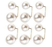 JECOMPRIS Broche pour Femme Anti-déchirure 6 Pièces Perles Blanches, Épingles de Sécurité Rectangulaires Taille Grosse et Petite, Accessoires Décoratifs pour Cols, Jupes et Pulls