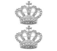 JECOMPRIS Broches Couronne en Alliage 4X3 CM Lot de 2 Pierres Brillantes, Insignes Diadème pour Banquets et Cérémonies, Accessoires Festifs Polyvalents pour Femmes