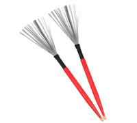 JECOMPRIS Brosse de Tambour en Érable à Double Tête, Balai Métallique pour Batterie Jazz, Manche Long en Bois Rouge, Paire de 2 Balais Rétractables pour Percussion et Accessoires de