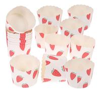 JECOMPRIS Caissettes à Cupcakes en Papier Résistant à Haute Température, Petites Tailles 5x6x4,5 Cm, Lot de 50 Pièces Rouges Fraise, Moules à Muffins et Mini-gâteaux pour Pâtisserie et