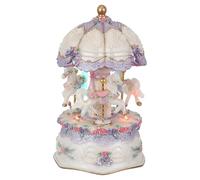 JECOMPRIS Carrousel Musical à 3 Chevaux pour Enfants et Adultes - Figurine de manège Musical avec lumières colorées, pour Noël, la fête des Enfants, Un Anniversaire ou la