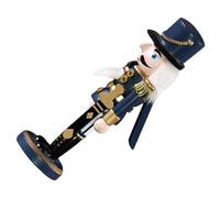 JECOMPRIS Casse-Noisette en Bois Artisanal 25 Cm, Soldat Bleu et Blanc, Décoration de Noël pour Table et Étagère, Figurine Festive Traditionnelle pour Fête de Noël