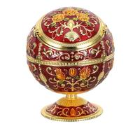 JECOMPRIS Cendrier Coupe-Vent Compact en Métal avec Couvercle Rabattable, Design Décoratif Floral Rouge et Or, pour Intérieur et Extérieur, Adapté Balcon, Bureau, Jardin, Usage Domestique