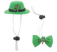 JECOMPRIS Chapeau Saint-Patrick Haut pour de Forme Vert Polyester et en Noeud de Tenue Irlandaise Animaux Compagnie pour Fête et Photos