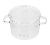 JECOMPRIS Cocotte en Verre Transparent 16 Cm Double Poignée et Couvercle, Marmite à Ragoût Compatible Plaque Induction, Casserole Mijoteuse Multiusage pour Soupe, Lait et Nouilles,
