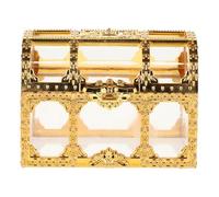 JECOMPRIS Coffre Trésor Transparent Doré Petite Taille, Boîte à Bonbons pour Fête D’anniversaire, Rangement Pratique pour Desserts et Souvenirs, Décoration Magique pour Événements, 1