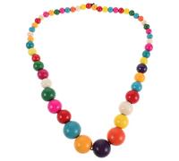 JECOMPRIS Collier Tropical Bohème pour Femmes en Bois Léger, Collier de Perles Multicolores Long et Chunky, Accessoire pour Tenues de Festival et Vacances