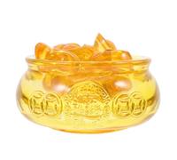 JECOMPRIS Corbeille D'abondance en Citrine Jaune Unique, Ensemble 1 Pièce pour Décoration de Bureau et Salon, Amulette pour Prospérité et Rangement D'objets