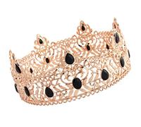 JECOMPRIS Couronne du Roi en Alliage Doré Strass Noirs, Accessoire de Costume Cosplay Homme Rétro pour Anniversaire et Bal de Fin D’année, Décoration Royale Légère et Confortable