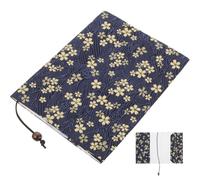 JECOMPRIS Couverture de Livre en Tissu Fait Main A6 Réglable Motif Fleur de Cerisier Bleu Marine, Protège-livre Décoratif pour Élève, Pochette Créative Anti-saleté et Usure, Housse Relié